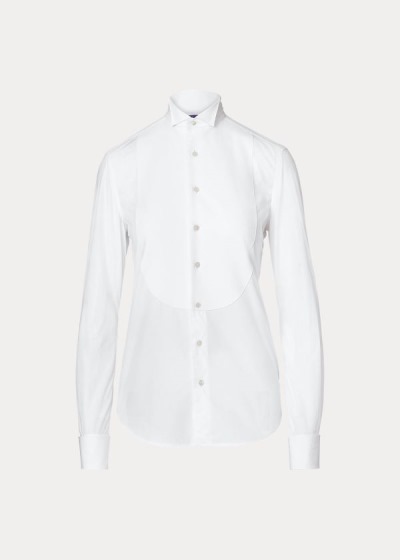 Camisa Smoking Ralph Lauren Mujer Blancos - Cotton Broadcloth - CVHUA1562